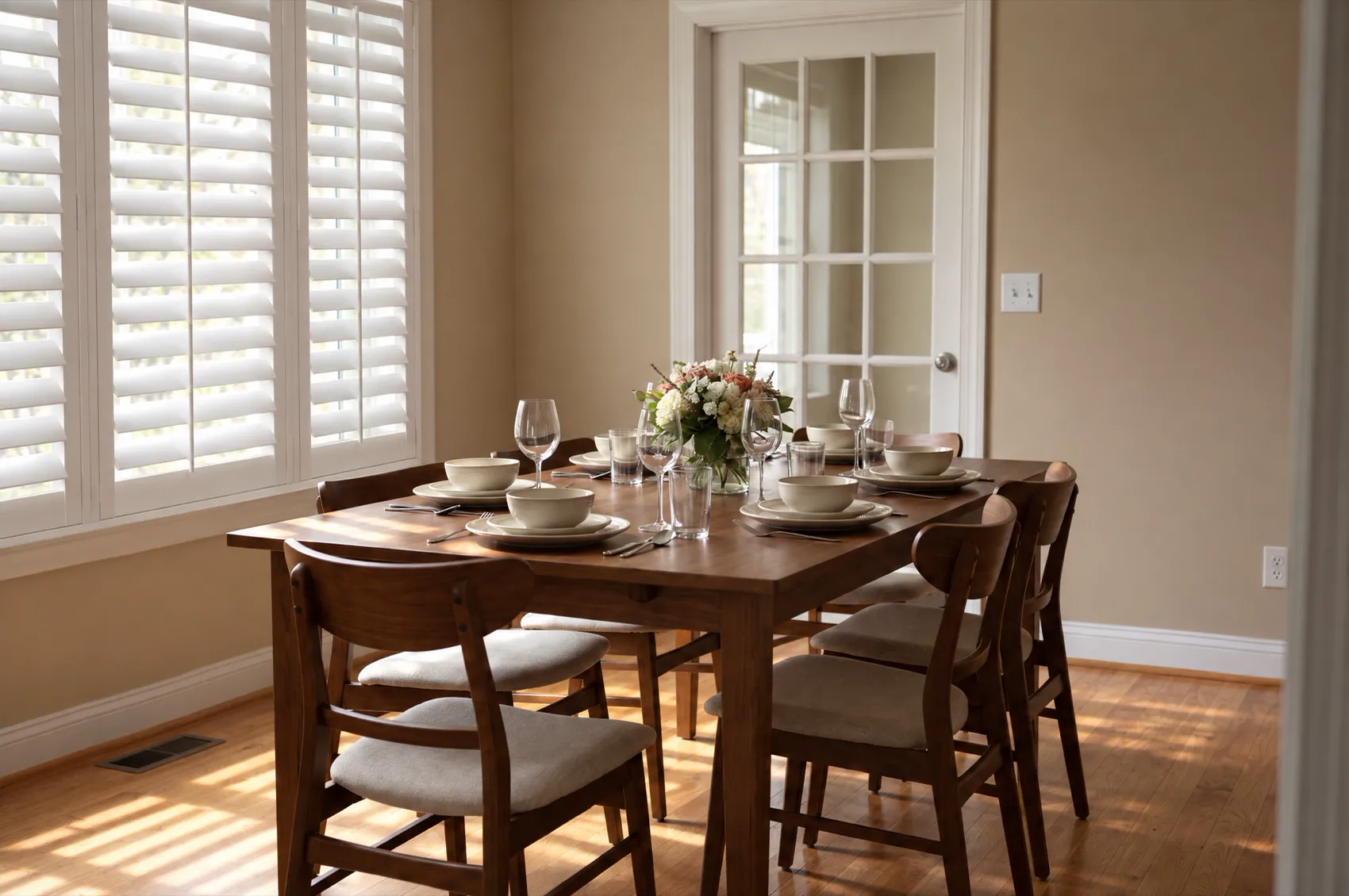 Dining — Shutters — tilt the light up onto the ceiling.